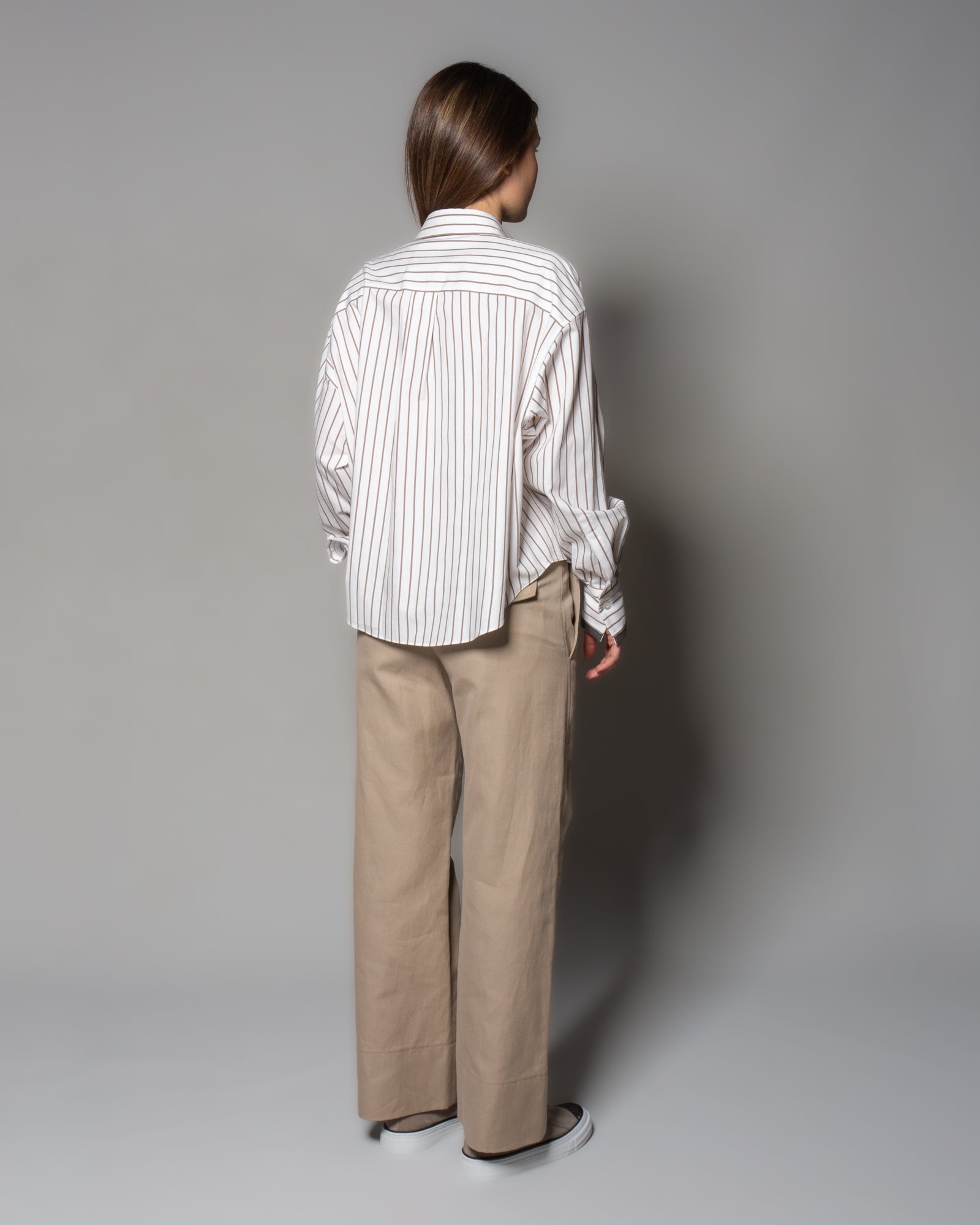 BRUNELLO CUCINELLI - Pantaloni Crop in cotone e lino | macciocu.com