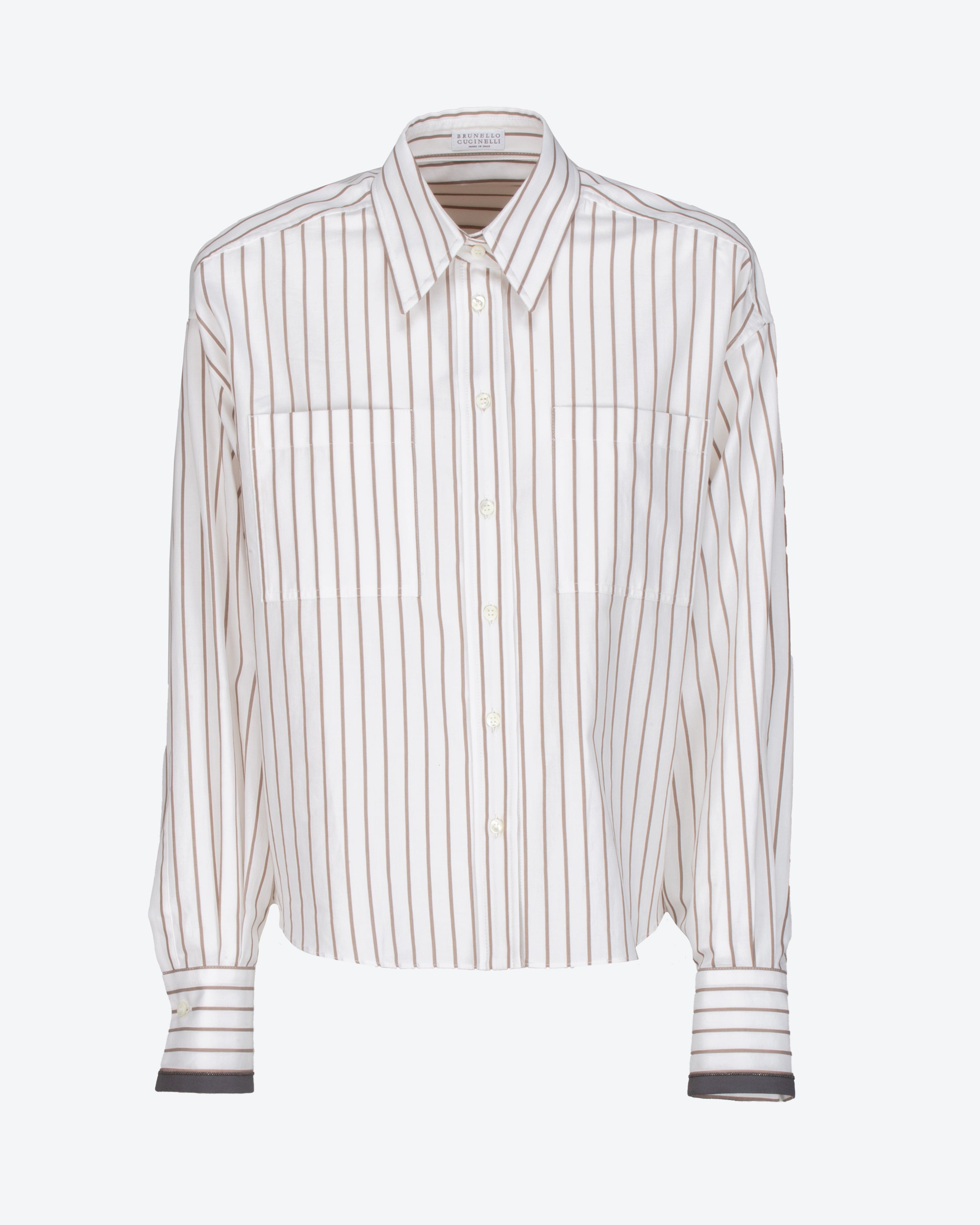 BRUNELLO CUCINELLI - Camicia in cotone con fantasia a righe | macciocu.com