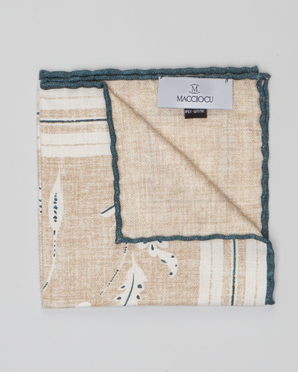 MACCIOCU - Pochette in lino e seta con fantasia foliage | macciocu.com