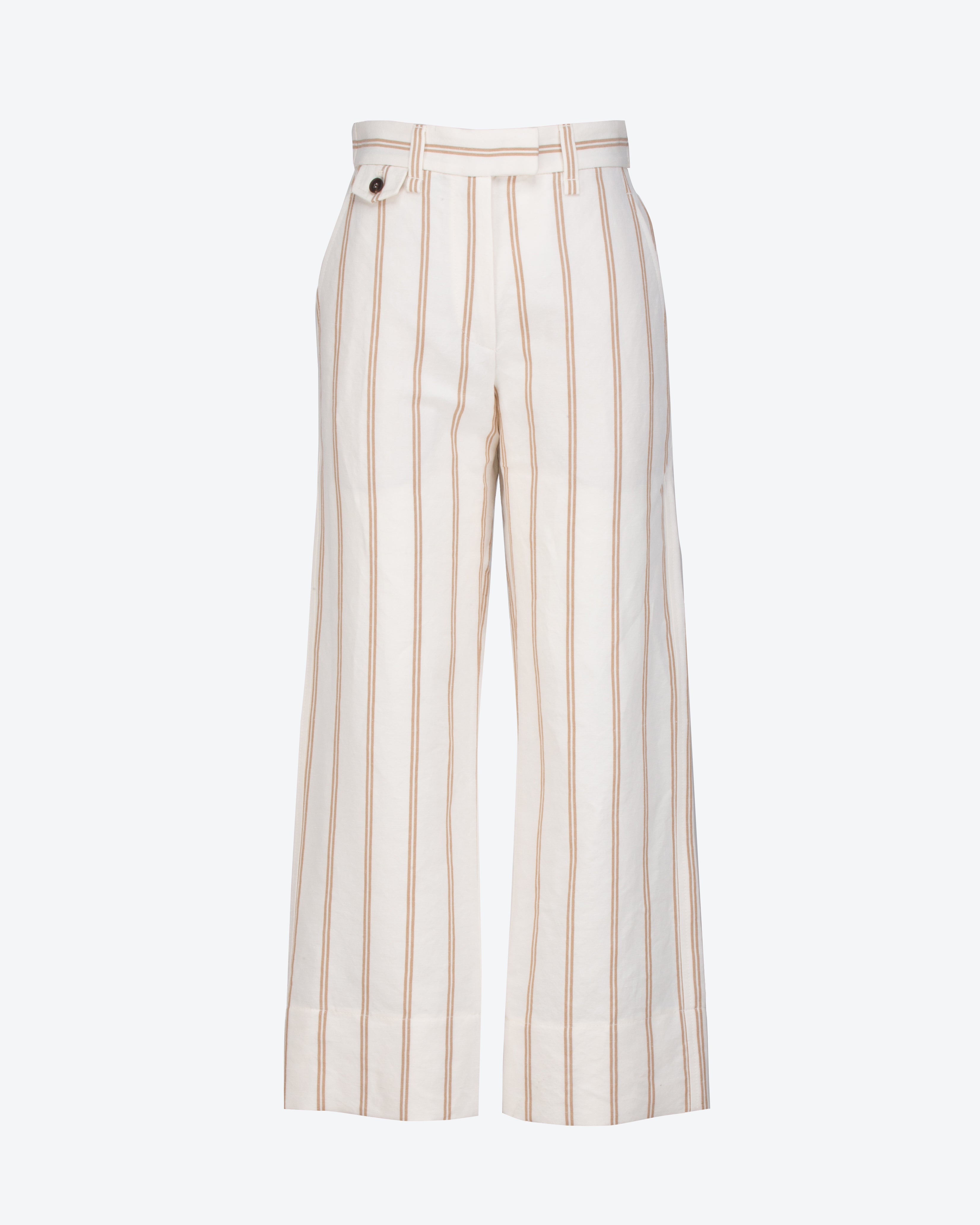 BRUNELLO CUCINELLI - Pantaloni in lino e cotone a righe | macciocu.com