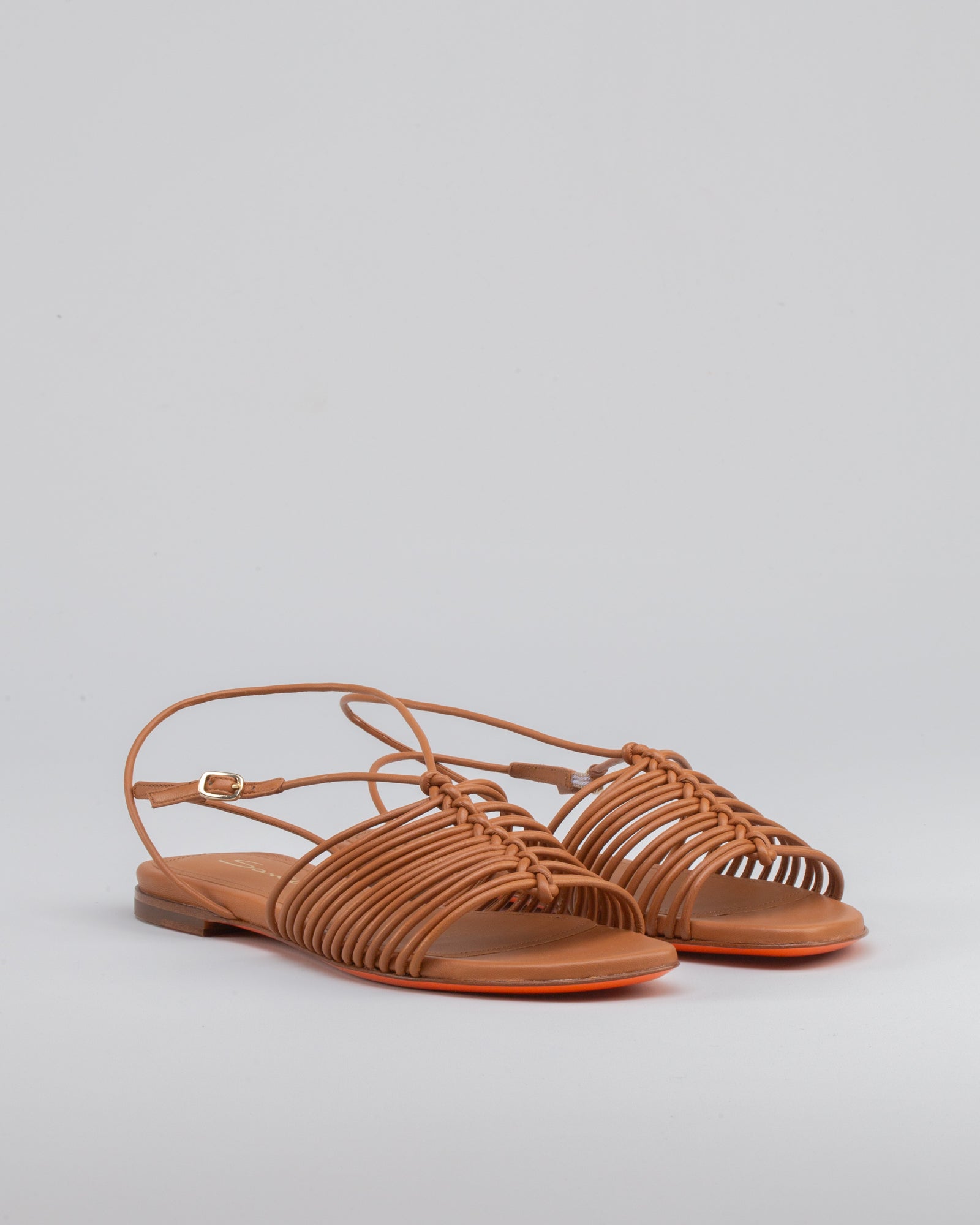 SANTONI - Sandalo intrecciato in cuoio | macciocu.com