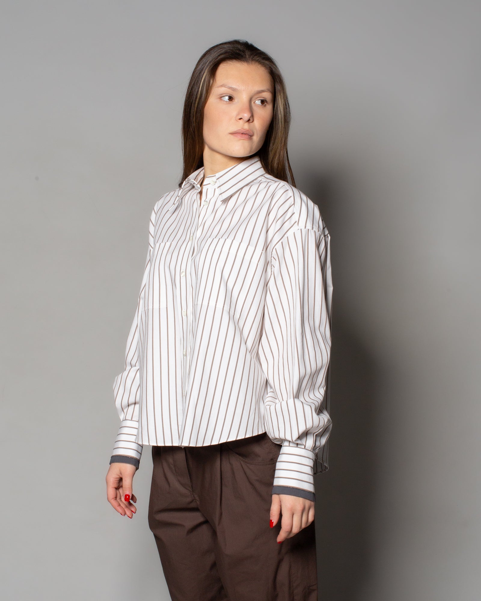 BRUNELLO CUCINELLI - Camicia in cotone con fantasia a righe | macciocu.com