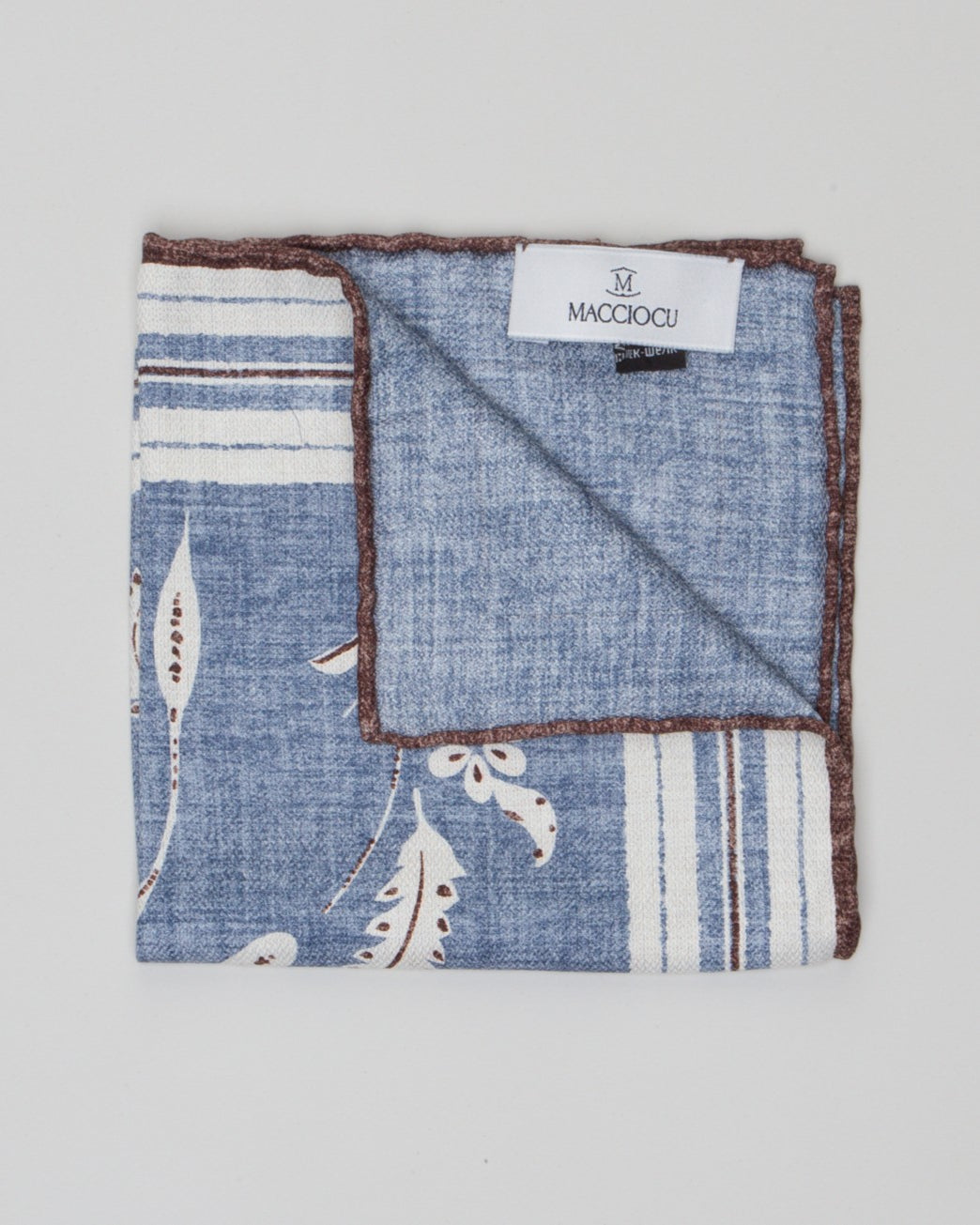 MACCIOCU - Pochette in lino e seta con fantasia foliage | macciocu.com