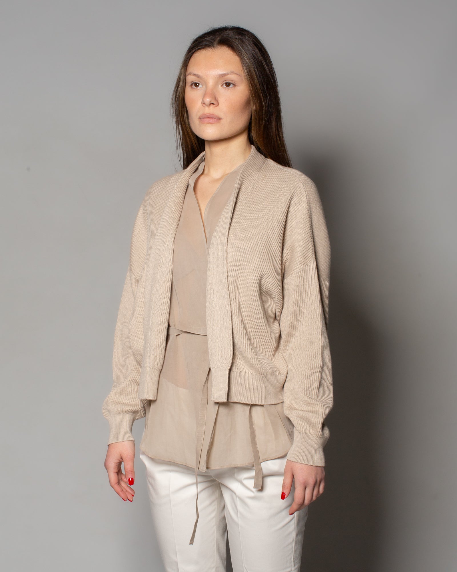 BRUNELLO CUCINELLI - Cardigan in maglia a coste e organza di cotone | macciocu.com