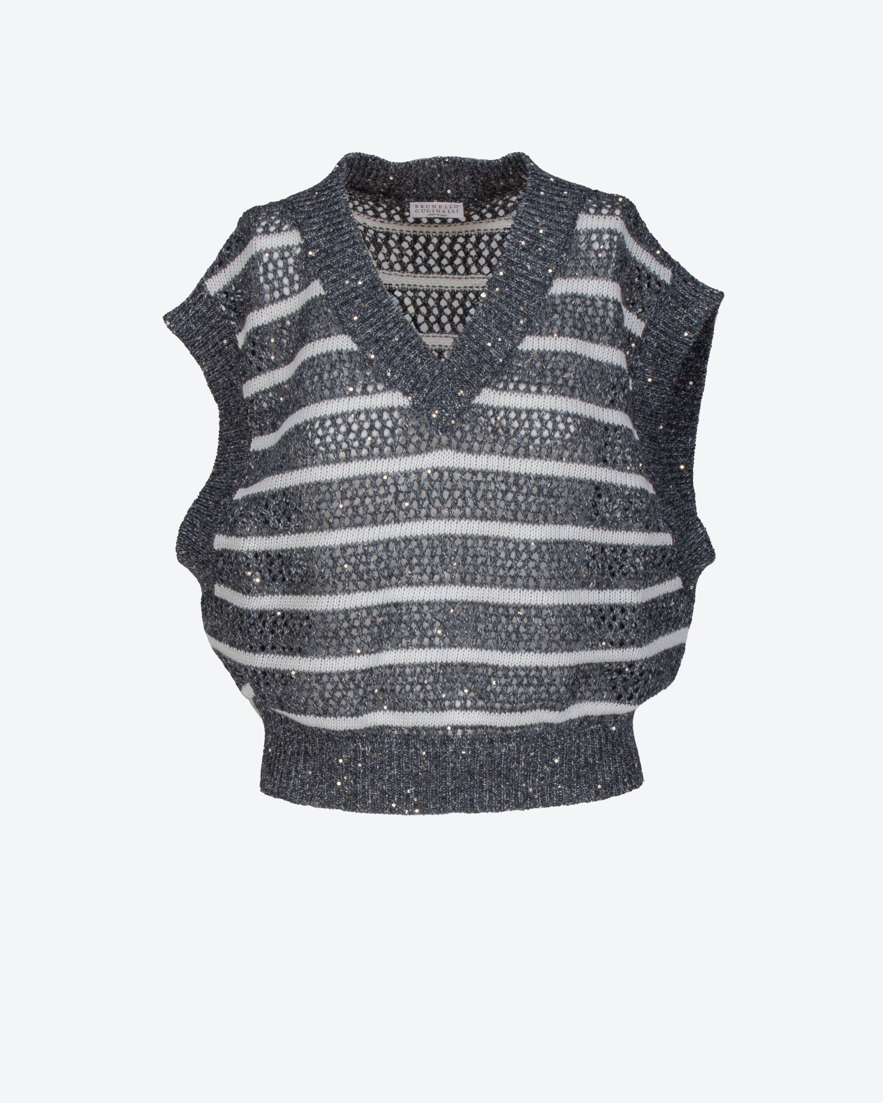 BRUNELLO CUCINELLI - Maglia a righe con lavorazione ai ferri | macciocu.com