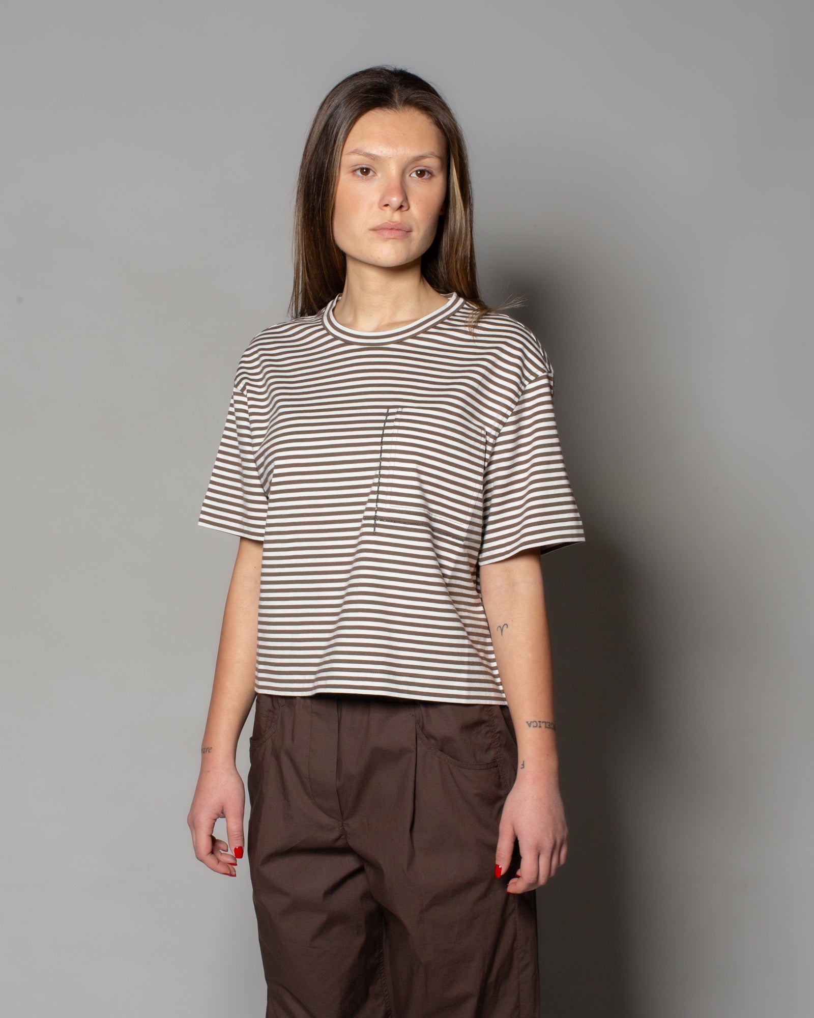BRUNELLO CUCINELLI - T-Shirt a righe con taschino | macciocu.com