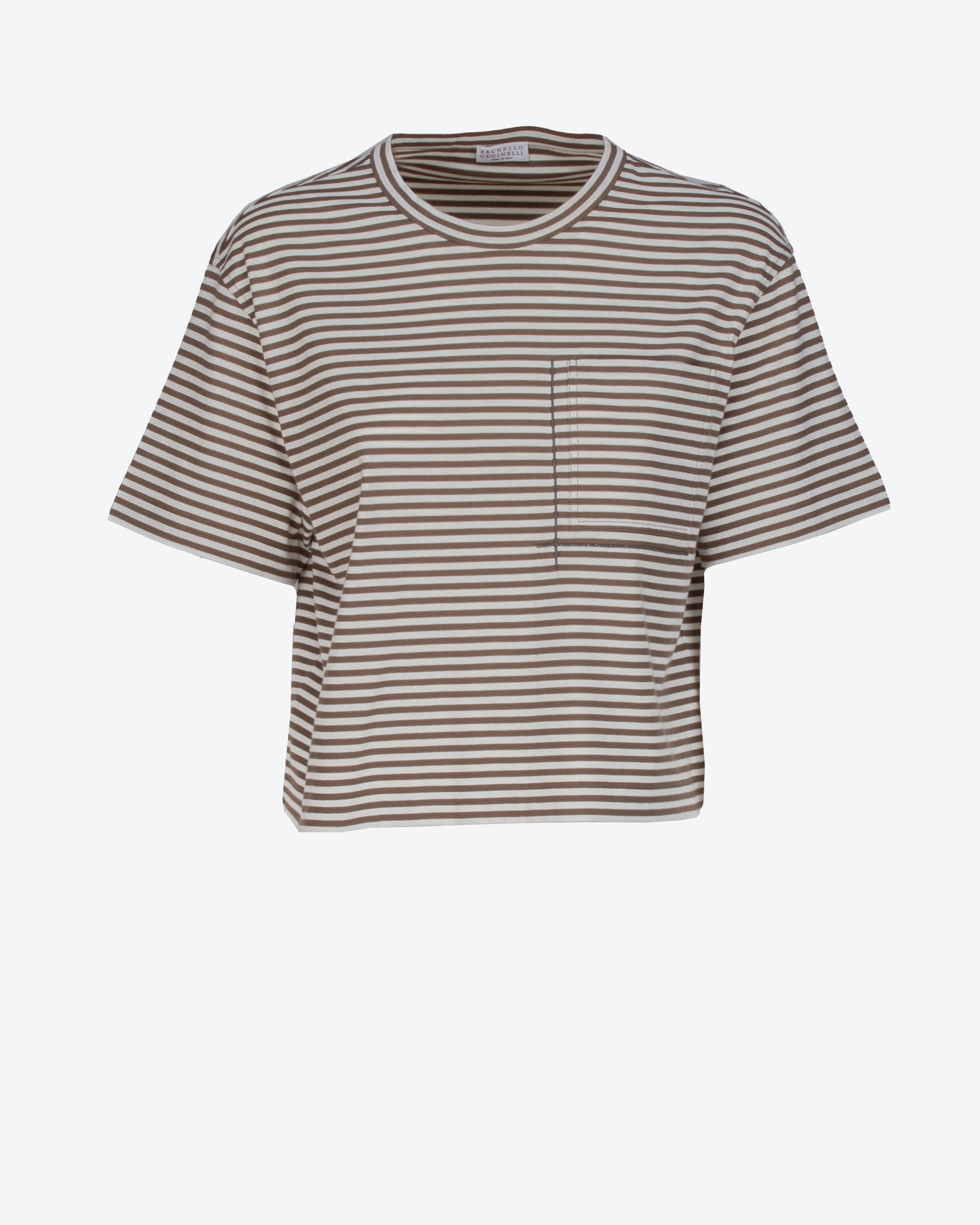 BRUNELLO CUCINELLI - T-Shirt a righe con taschino | macciocu.com