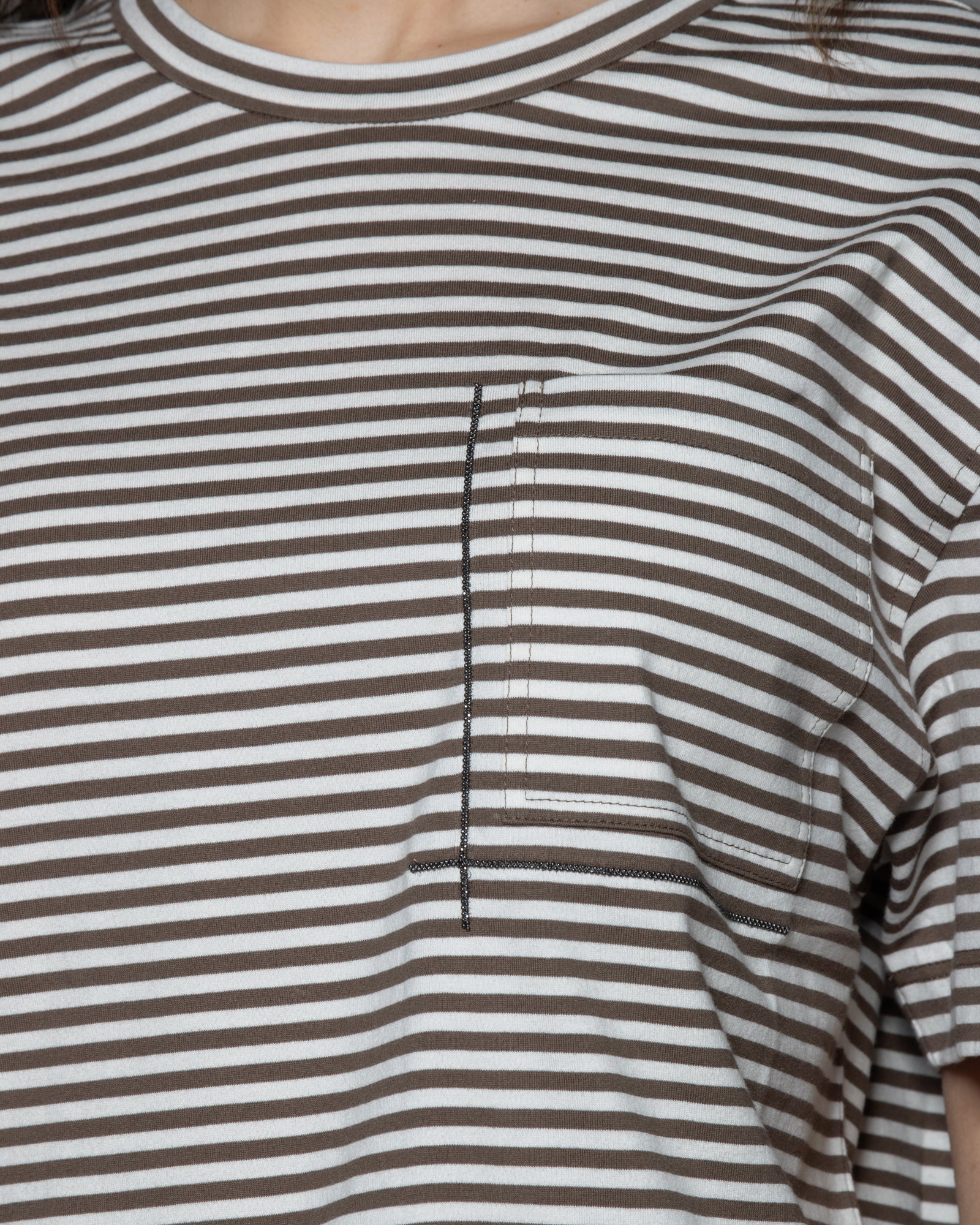 BRUNELLO CUCINELLI - T-Shirt a righe con taschino | macciocu.com