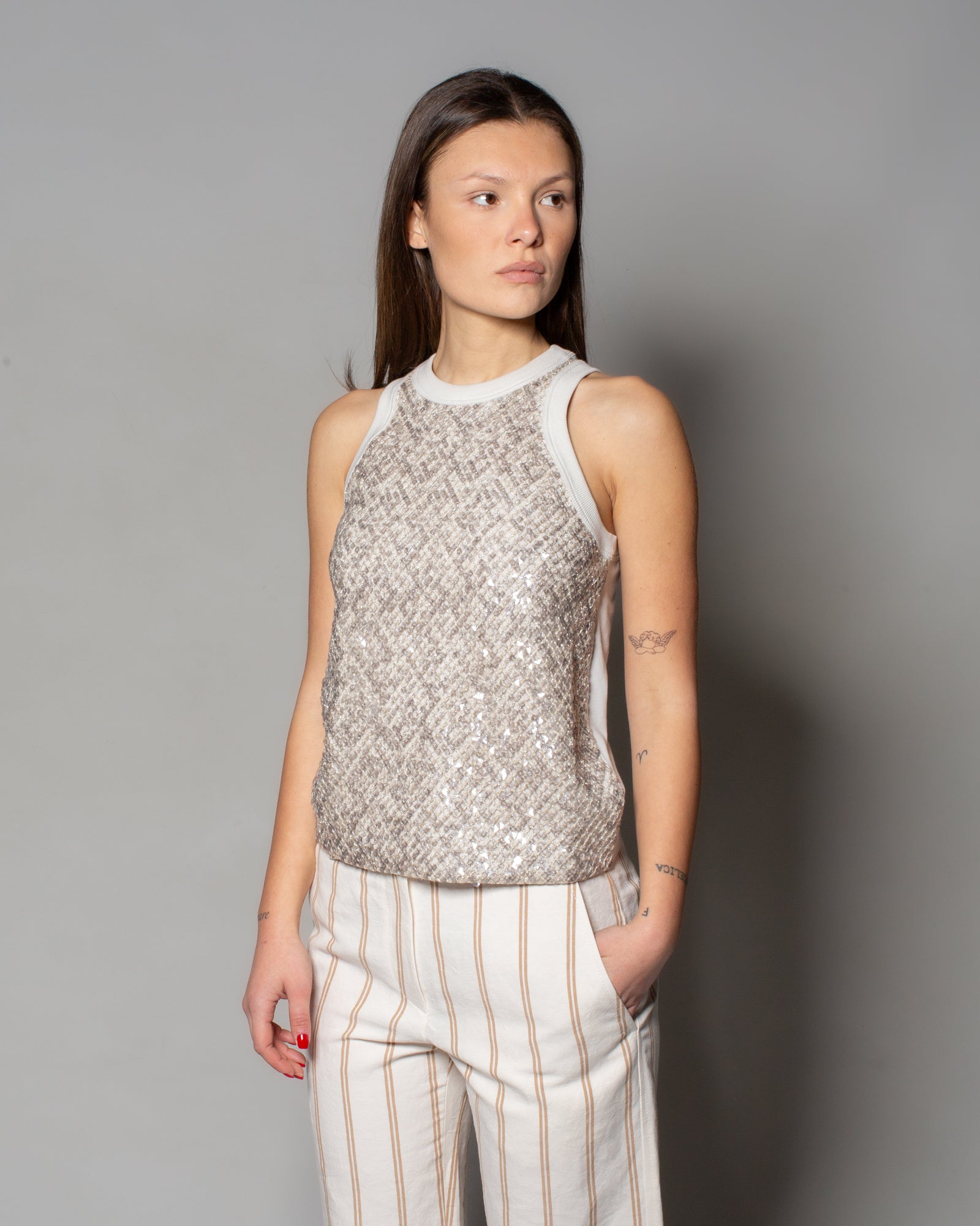 BRUNELLO CUCINELLI - Top Dazzling con punti luce | macciocu.com