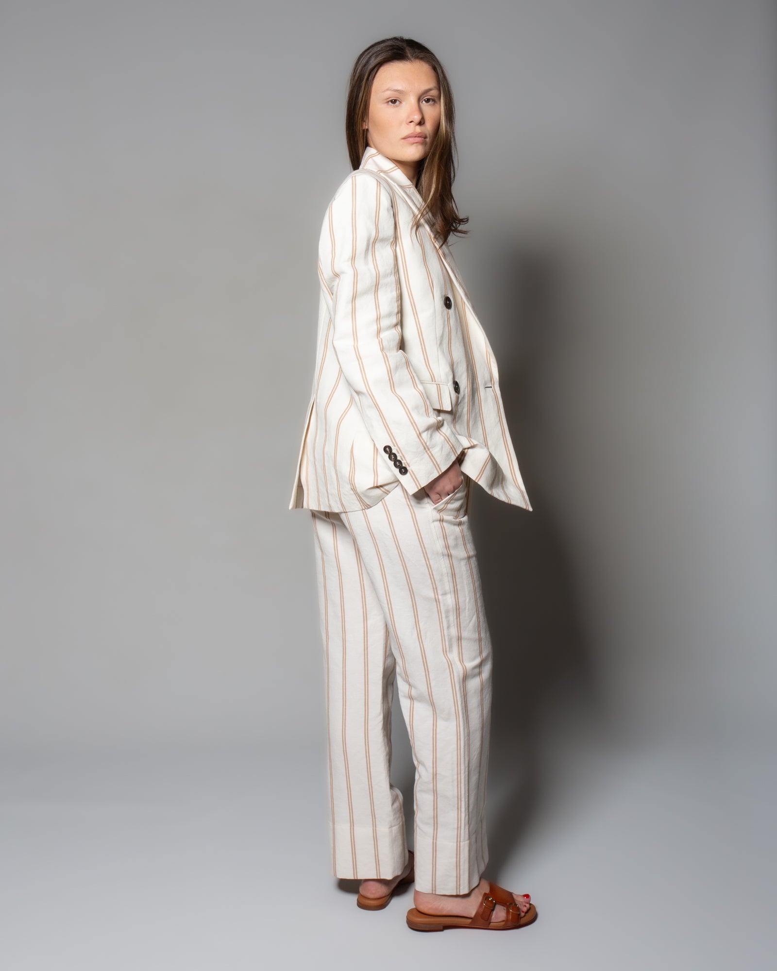 BRUNELLO CUCINELLI - Giacca doppio petto in cotone e lino | macciocu.com