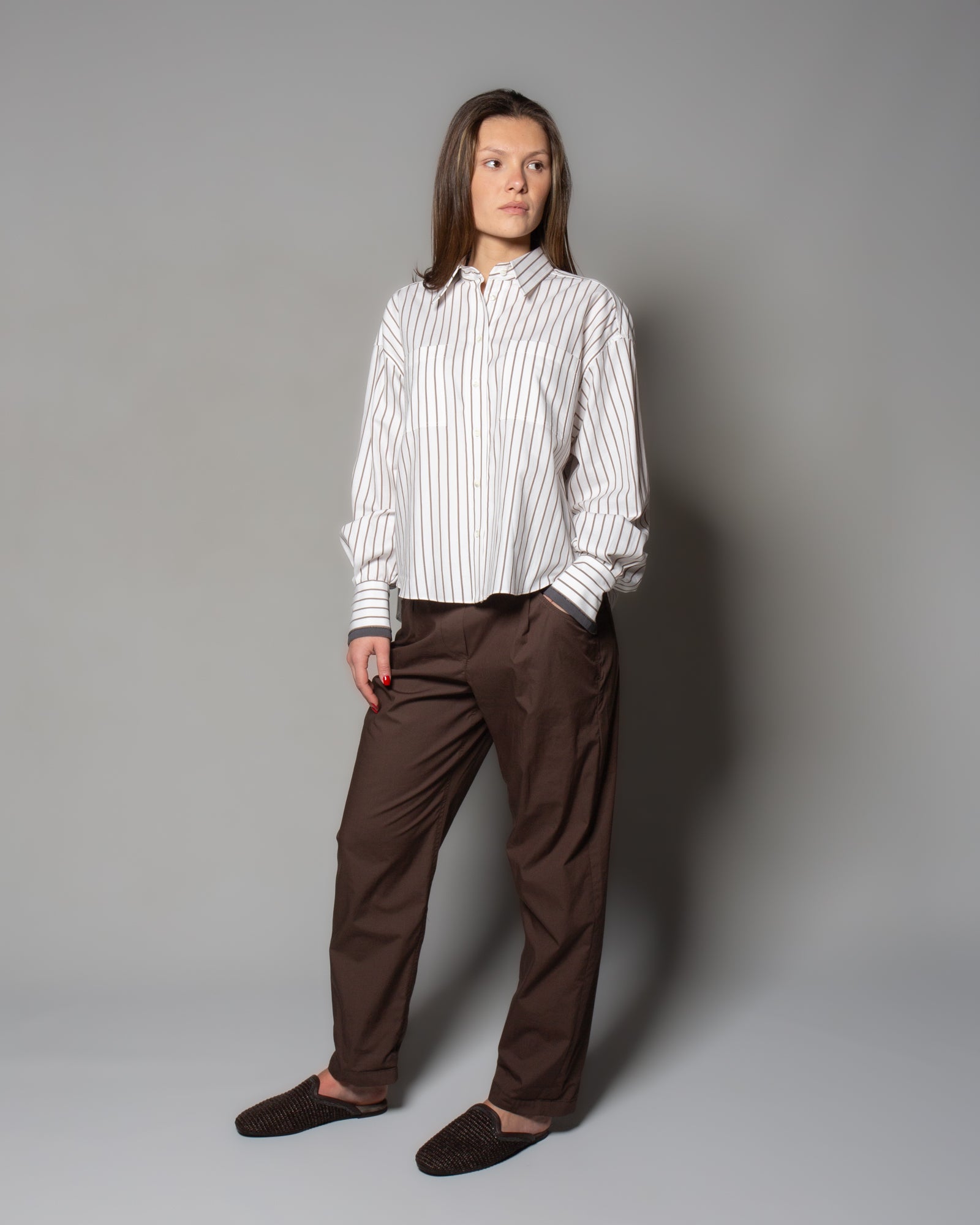 BRUNELLO CUCINELLI - Camicia in cotone con fantasia a righe | macciocu.com