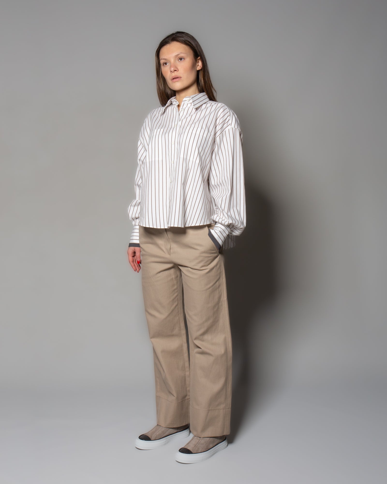 BRUNELLO CUCINELLI - Pantaloni Crop in cotone e lino | macciocu.com