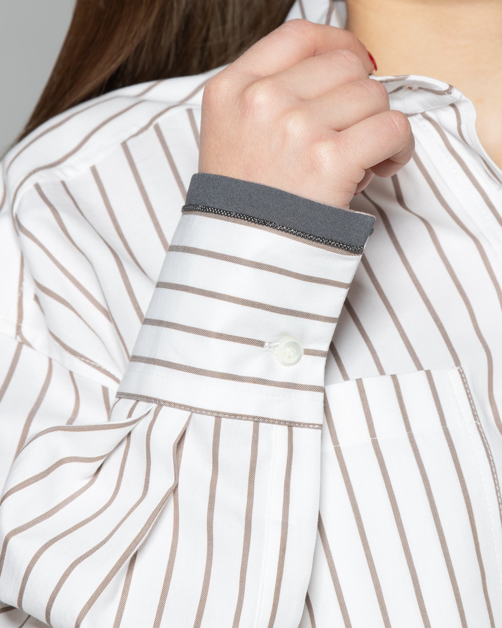 BRUNELLO CUCINELLI - Camicia in cotone con fantasia a righe | macciocu.com