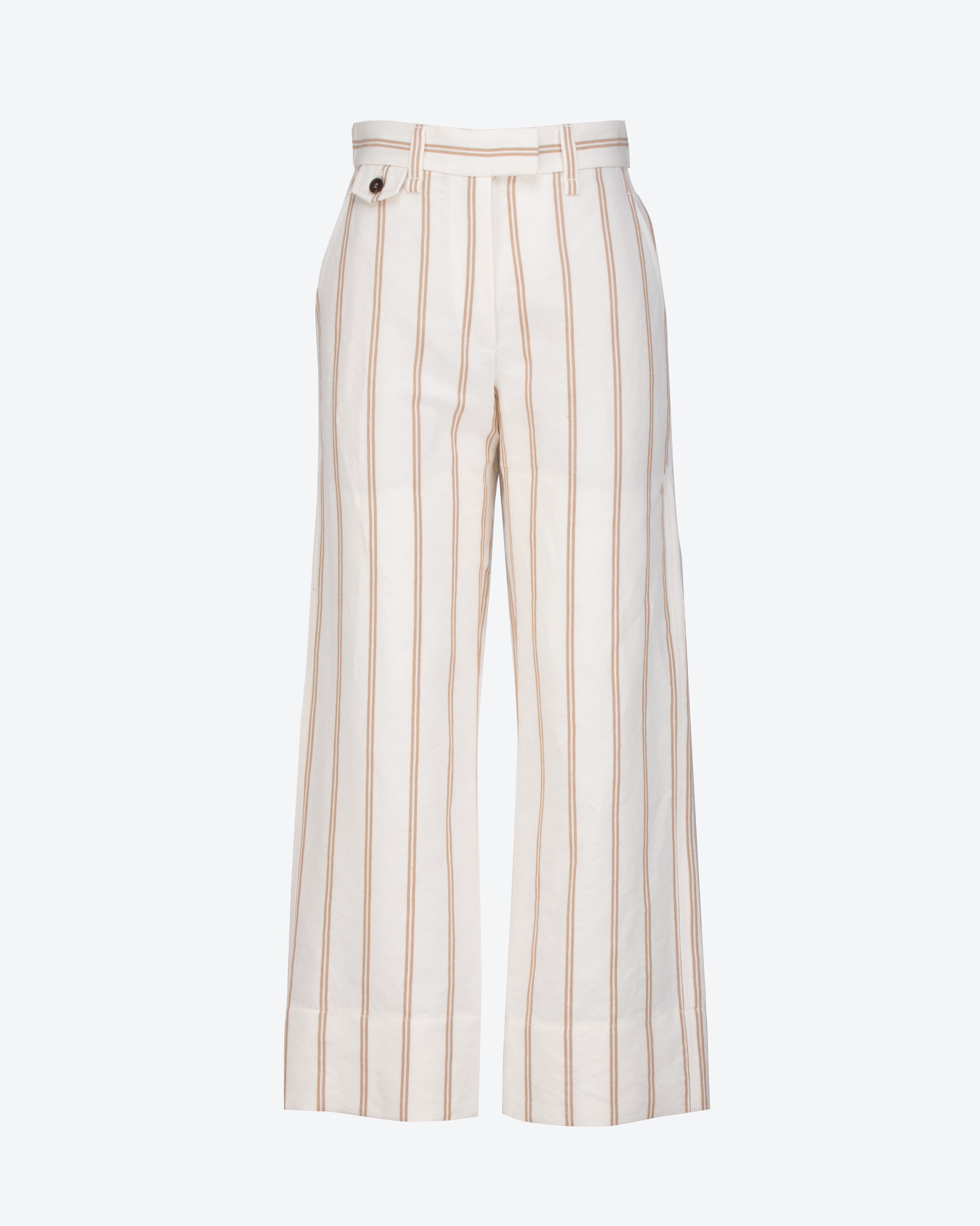 BRUNELLO CUCINELLI - Pantaloni in lino e cotone a righe | macciocu.com