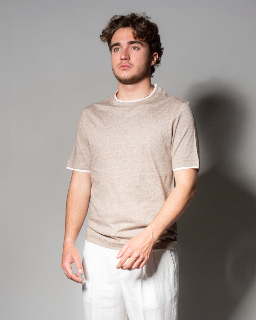 BRUNELLO CUCINELLI - T-Shirt in jersey di lino e cotone | macciocu.com
